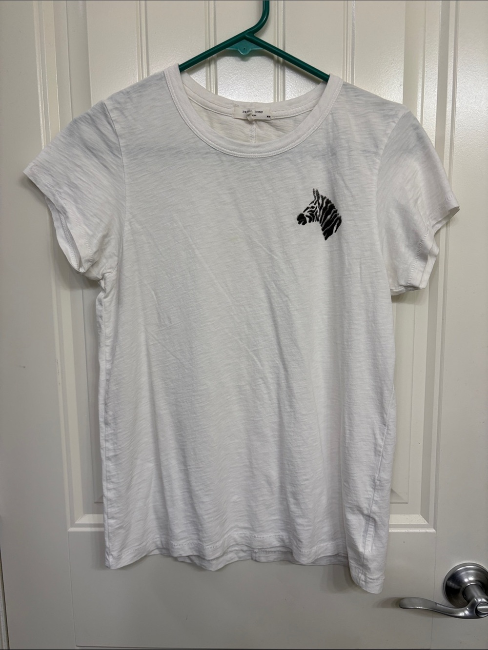 Rag & bone White Tee with Small Black Zebra Motif